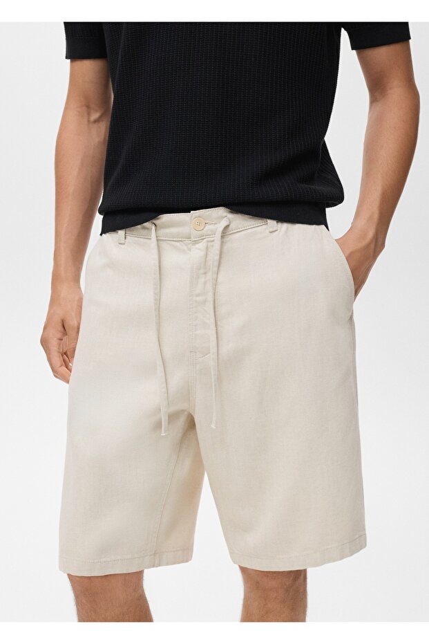 Keten bağlı şort - 6