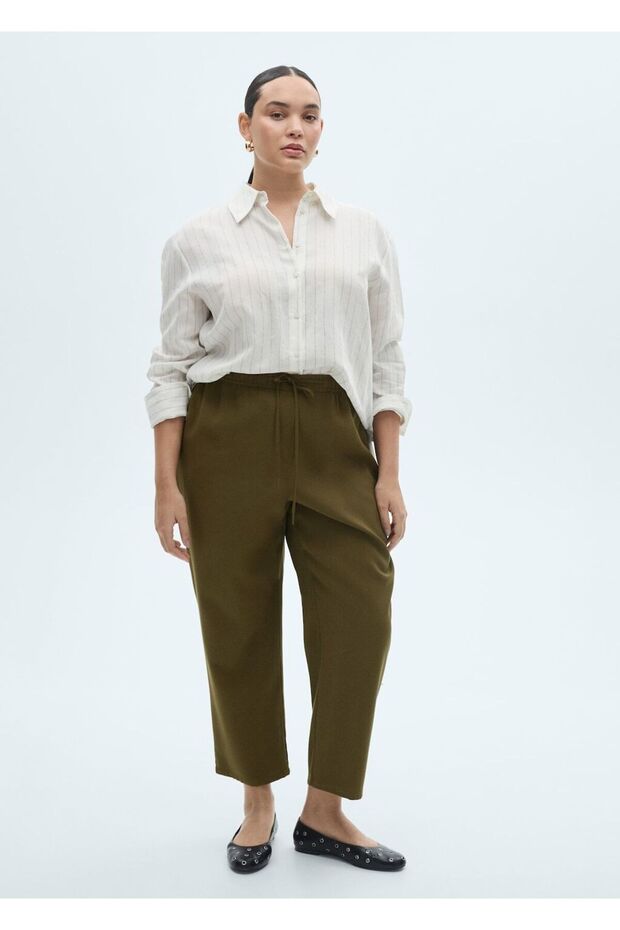 Bağcıklı dökümlü pantolon - 7