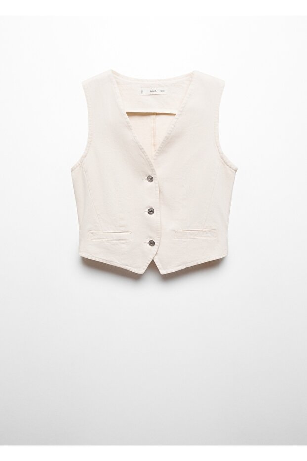 Düğmeli denim yelek - 3