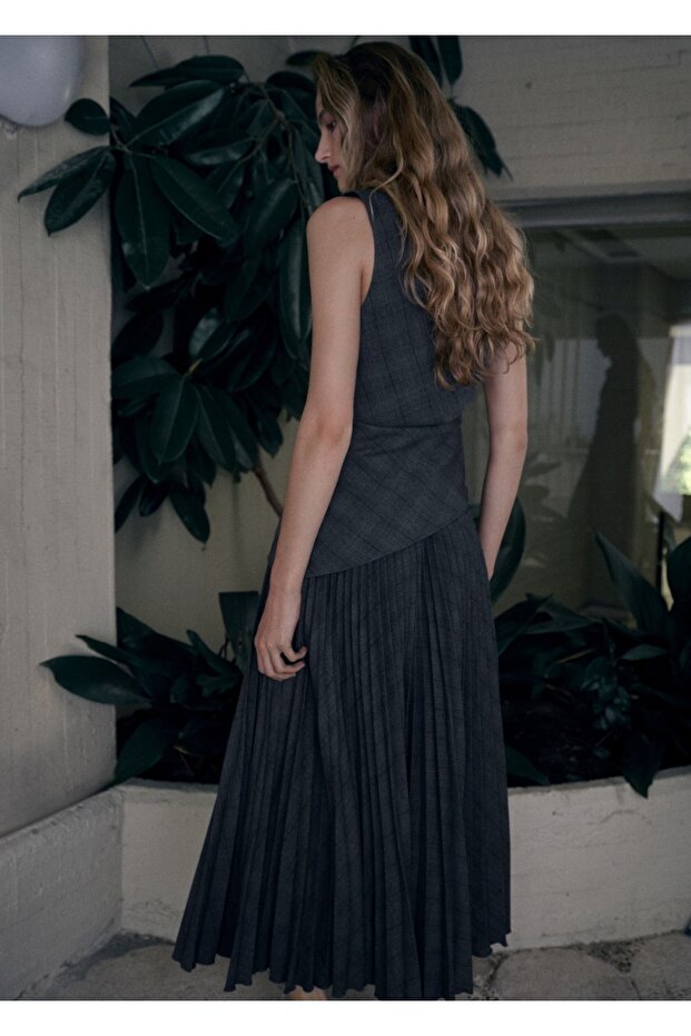 Asimetrik kareli bluz - 4