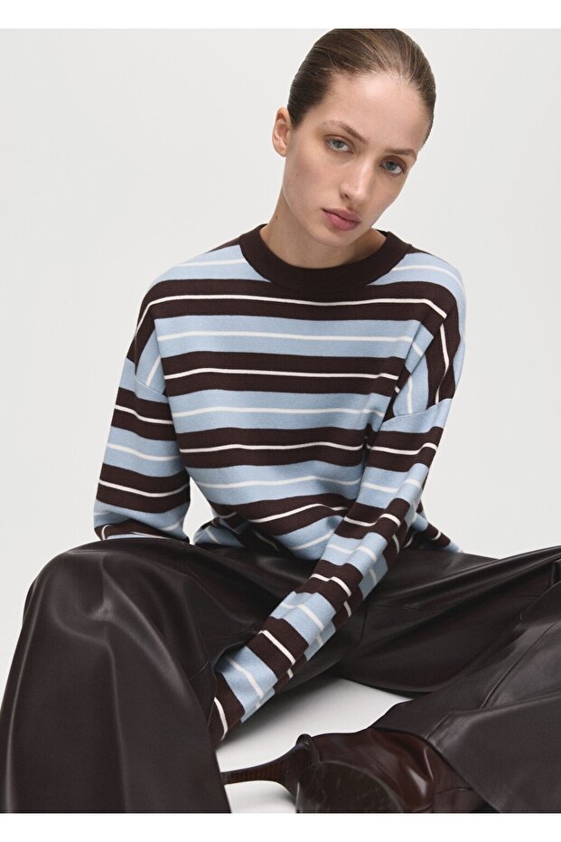 Oversize çizgili kazak - 6