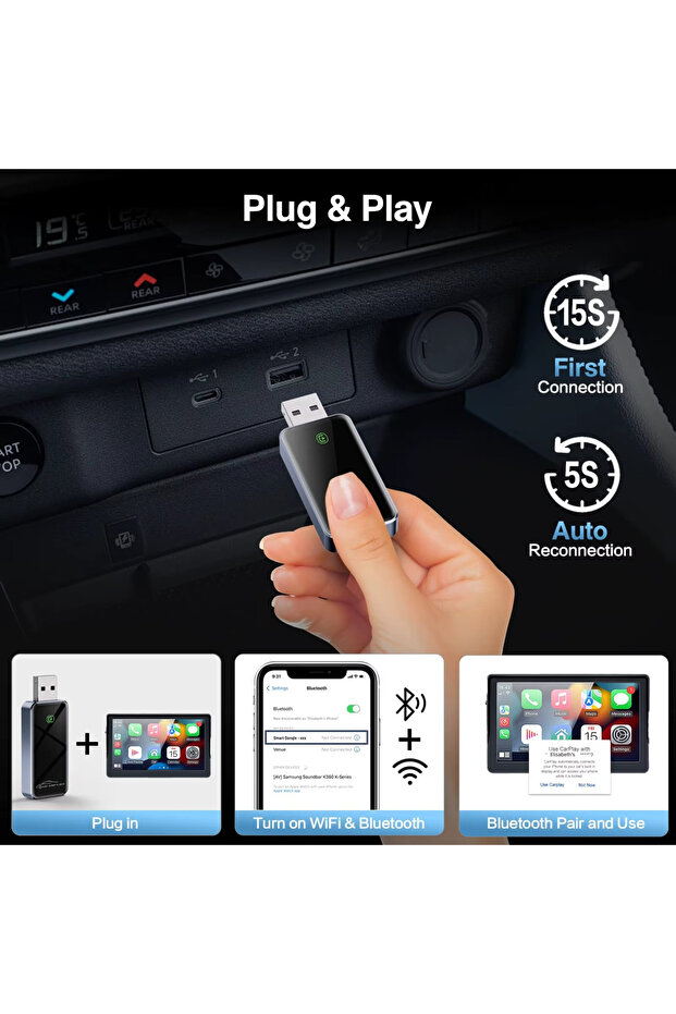Adaptor wireless 2 în 1 CarPlay și Android Auto - 2