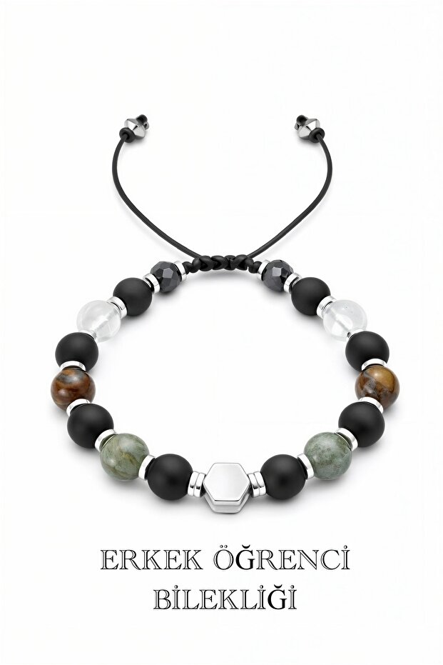Men's Student Success Bracelet Real Natural Stone Bracelet, Focus, Success, Peace, Memory, Positive