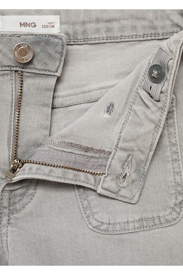 Düz kesim denim şort - 5