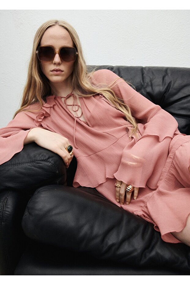 Fırfırlı kısa elbise - 7