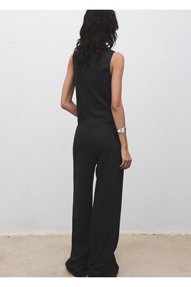 Düğmeli yuvarlak yaka süveter - 4