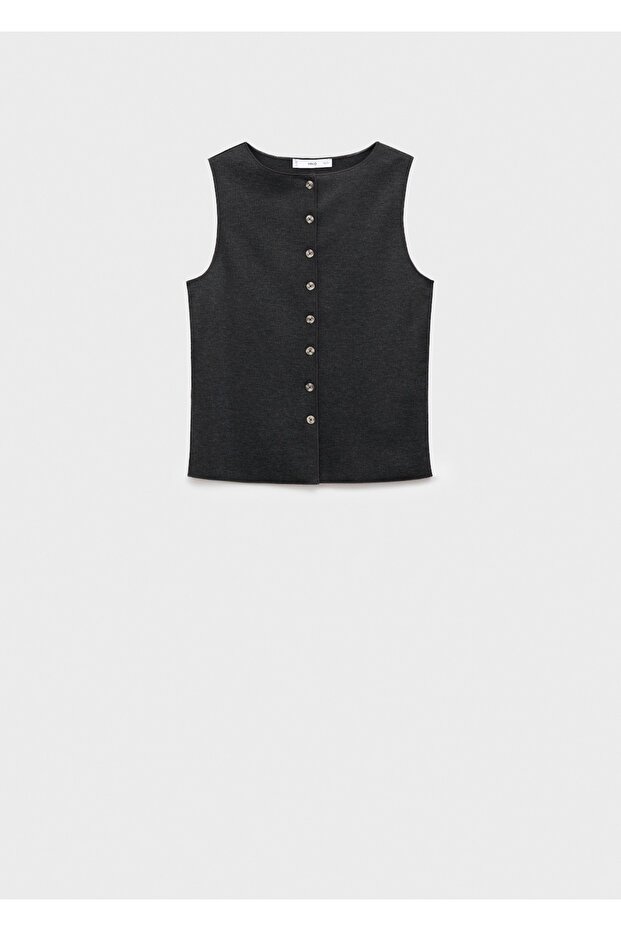 Düğmeli yuvarlak yaka süveter - 3