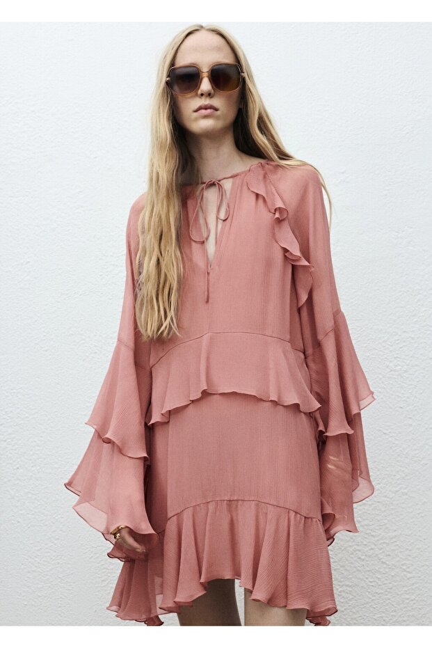 Fırfırlı kısa elbise - 1