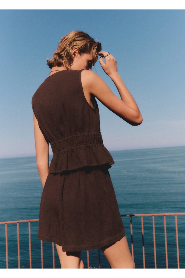 Bağ detaylı dantelli bluz - 4