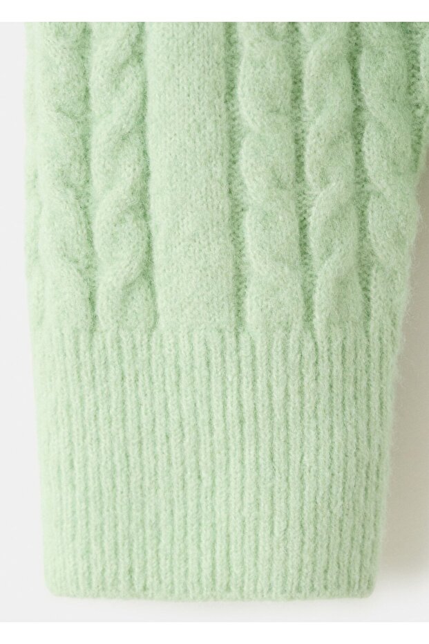 Örgü desenli triko hırka - 5