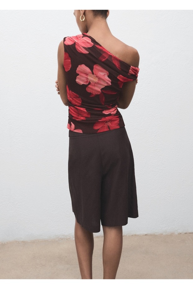 Çiçekli asimetrik bluz - 4