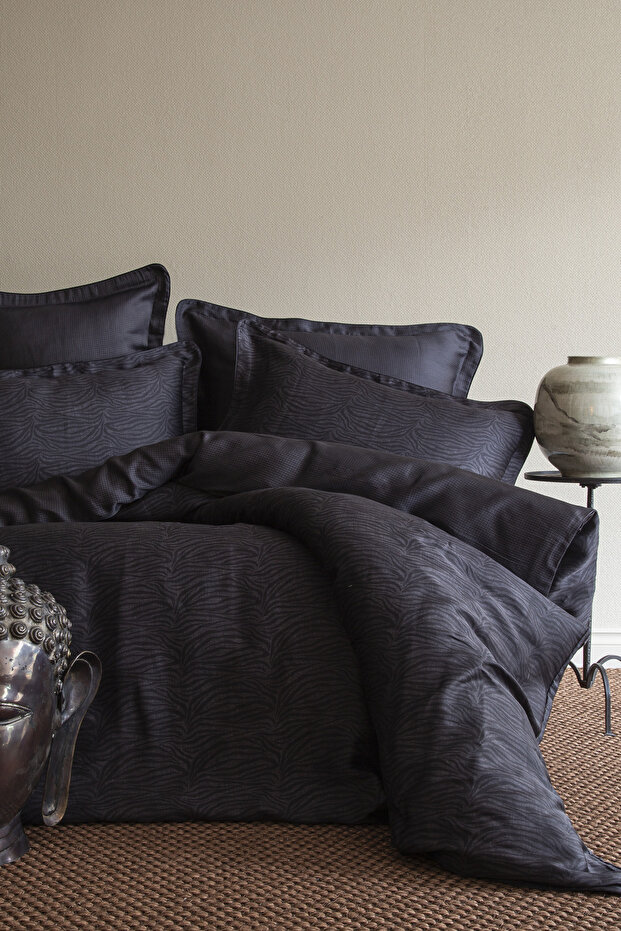 Satin Duvet Cover Set Double Size Feıst Anthracite