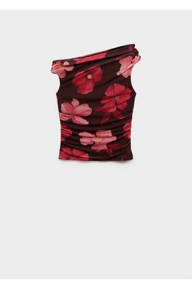 Çiçekli asimetrik bluz - 3