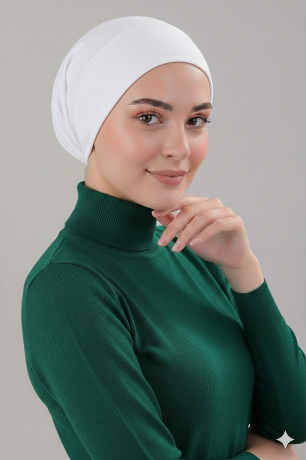 قبعة حجاب بدون خياطة - قطن ليكرا ممشط، قبعة مسطحة عملية قابلة للارتداء