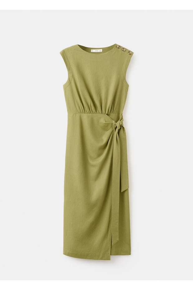 Anvelop kesim keten elbise - 3