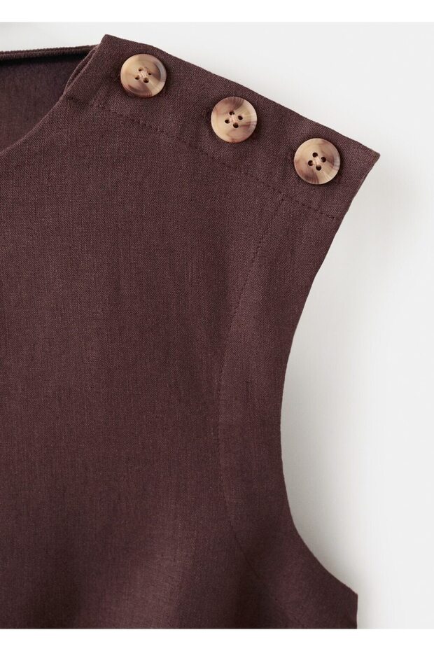 Anvelop kesim keten elbise - 5