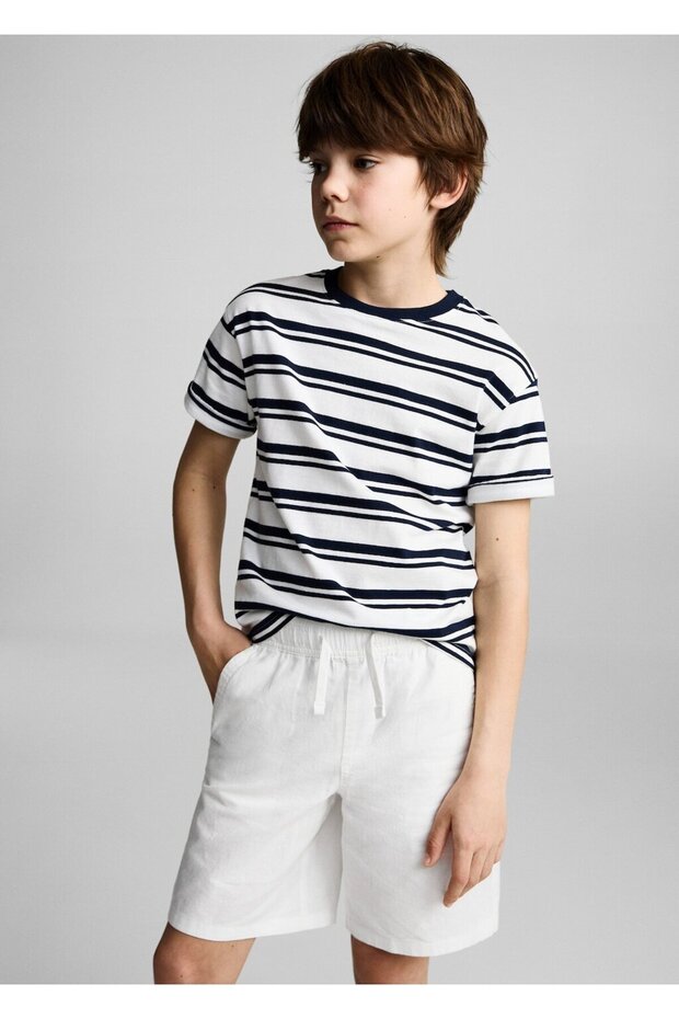 Beli elastik keten bermuda şort - 1