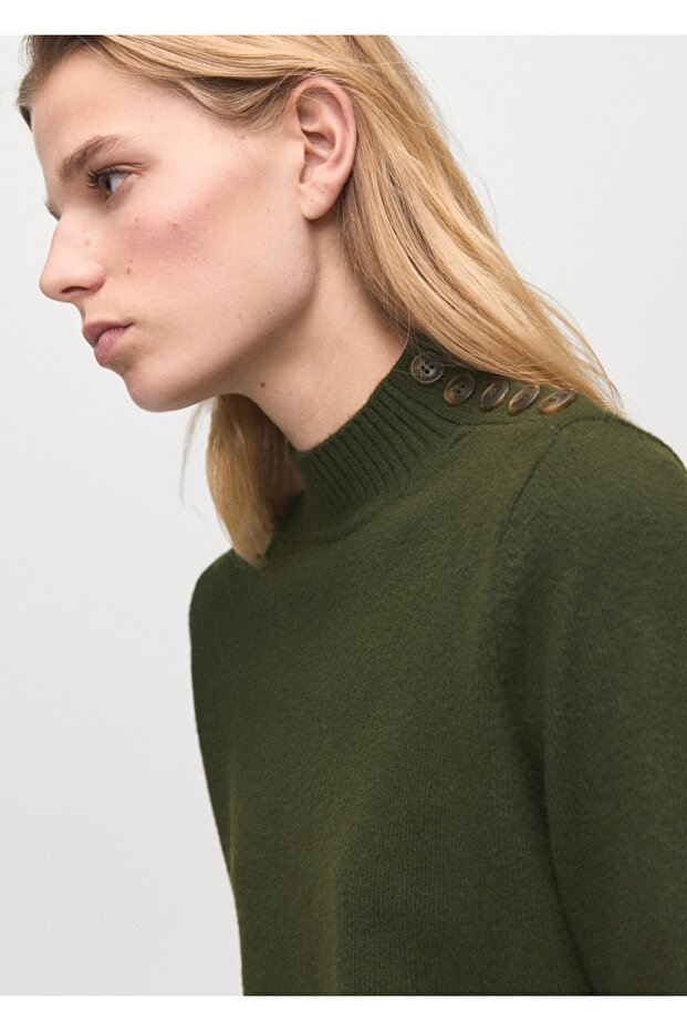 Perkins yaka düğmeli kazak - 6