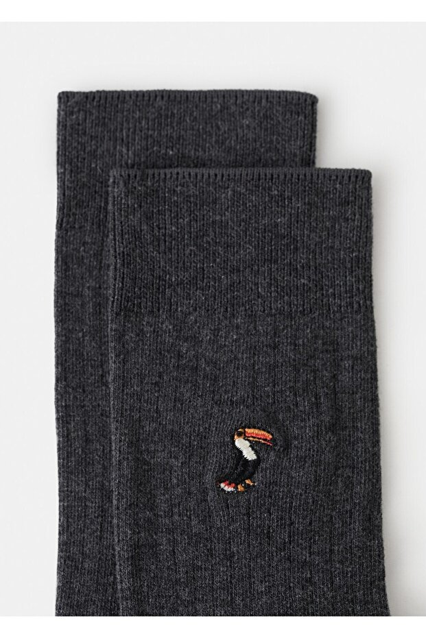 İşlemeli pamuklu çorap - 2