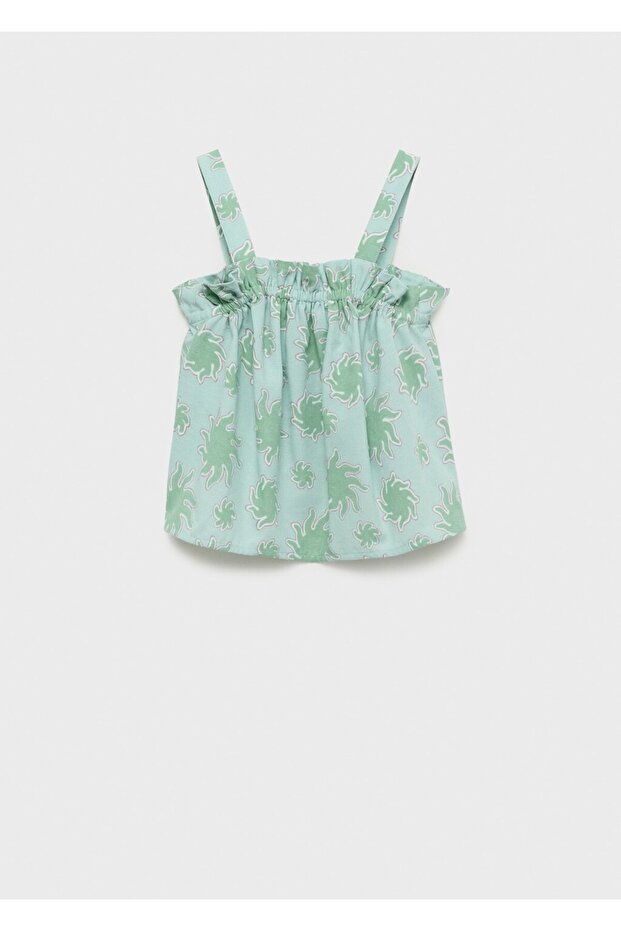 Patterned Blouse with Straps - 1