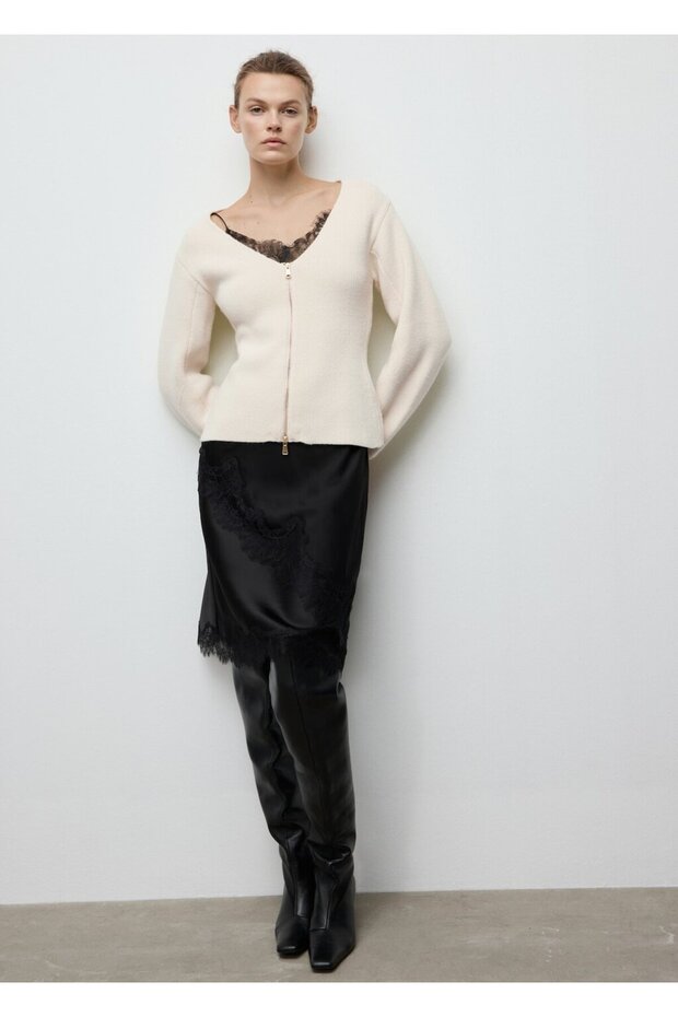 Fermuarlı triko ceket - 2