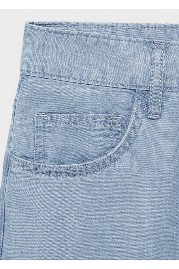 Düz kesim lyocell bermuda şort - 5