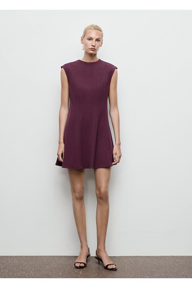 Dikişli evaze elbise - 2