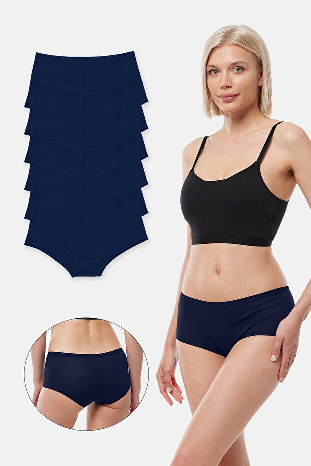 Women's Navy Blue 6 Pack Wide Edge Non-Marking Modal Panties 1906