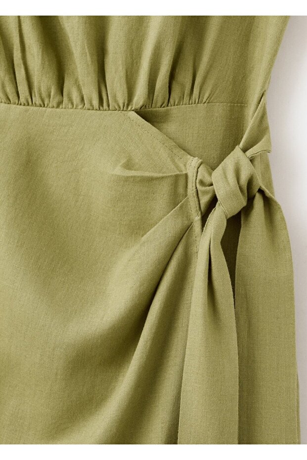 Anvelop kesim keten elbise - 5