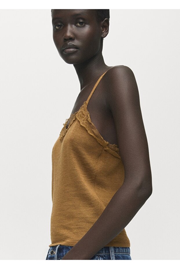 Yün karışımlı dantel bluz - 6