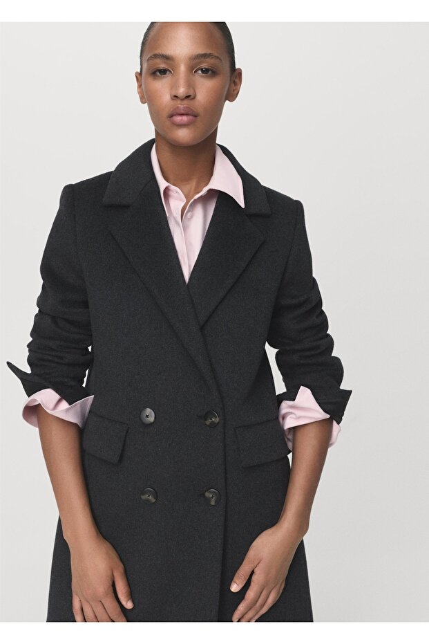 Kruvaze yün palto - 1