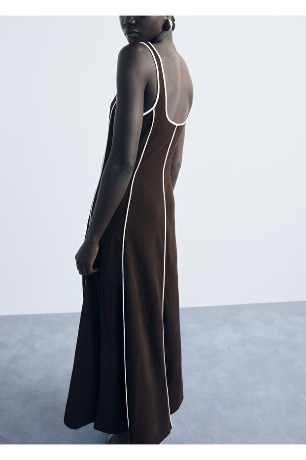 Çizgili pamuklu elbise - 4