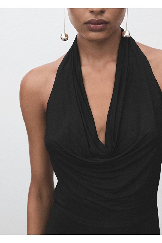 Sırtı açık drape elbise - 6