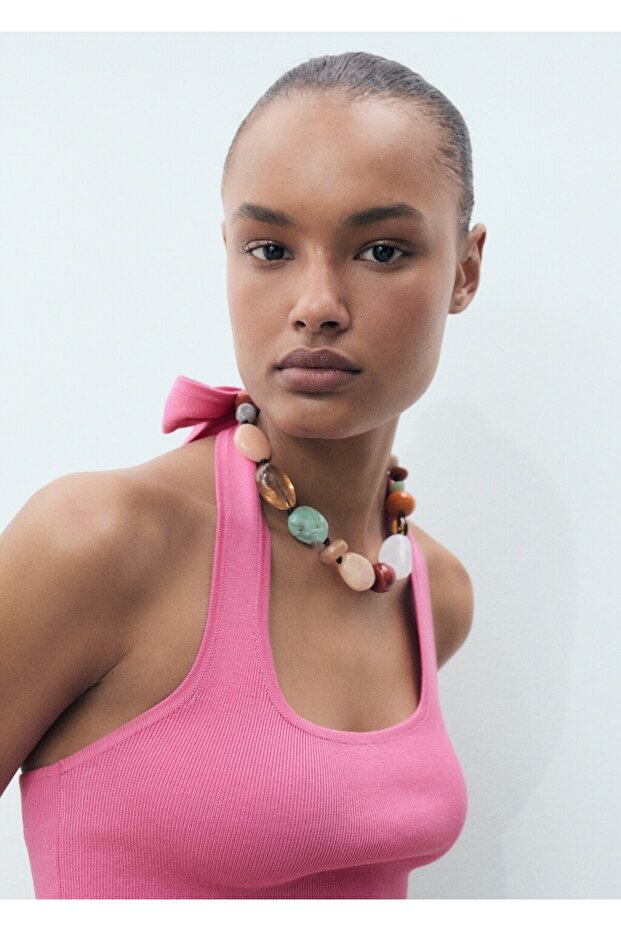 Halter yakalı örgü bluz - 6