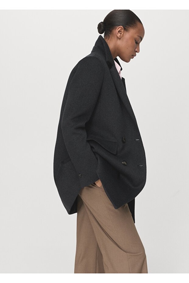 Kruvaze yün palto - 7