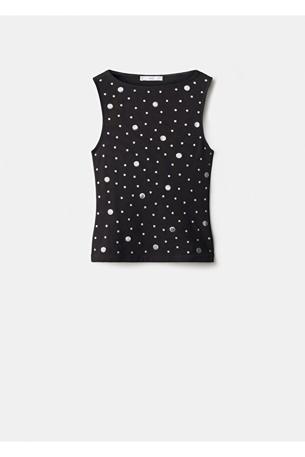 Strass taşlı kayık yaka bluz - 3