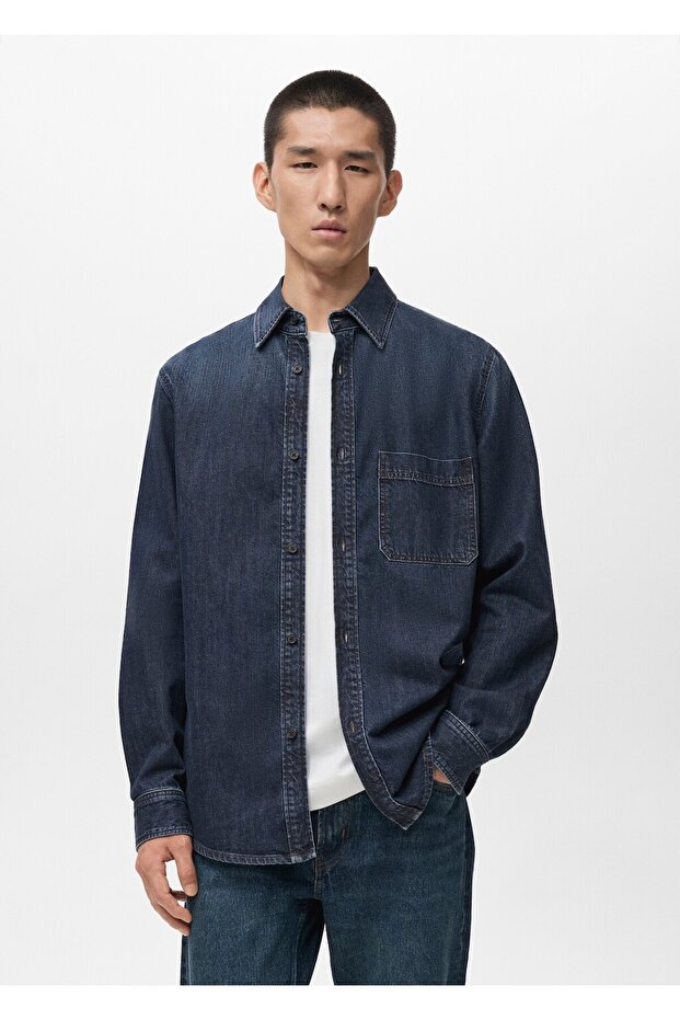 Cepli denim gömlek ceket - 1