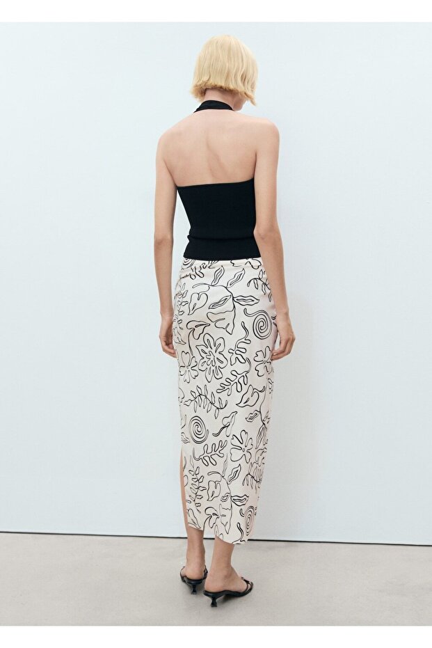 Patterned long skirt with slits - 4