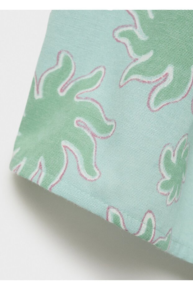 Patterned Blouse with Straps - 6