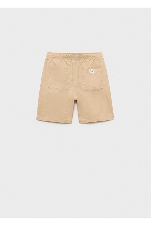 Beli elastik keten bermuda şort - 4