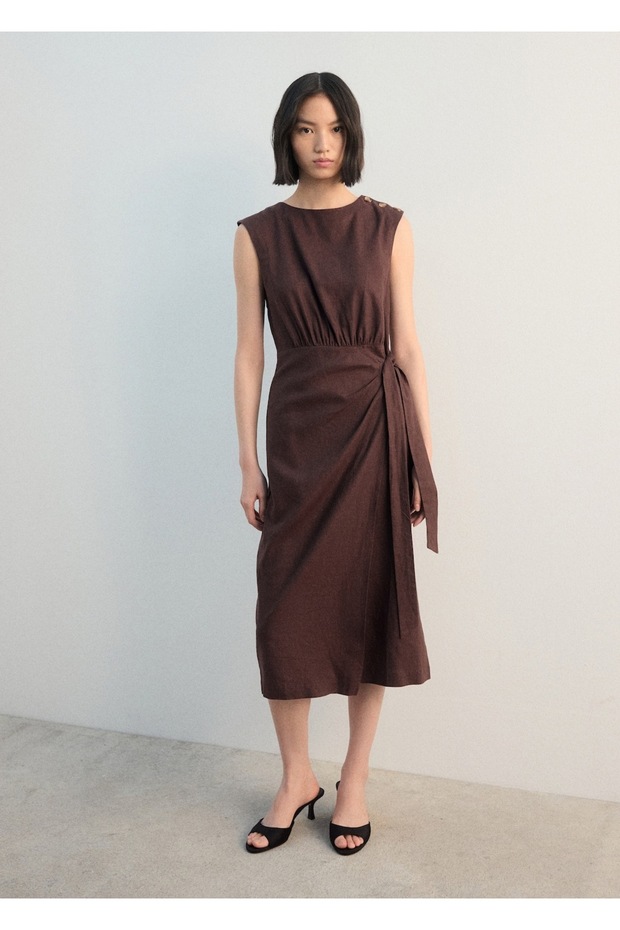 Anvelop kesim keten elbise - 2