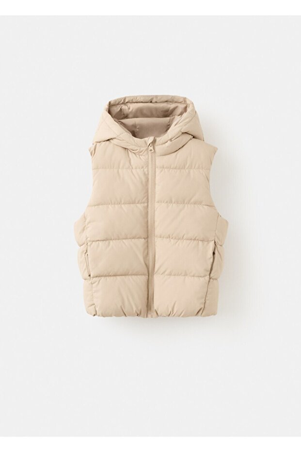 Kapüşonlu kapitone yelek - 2
