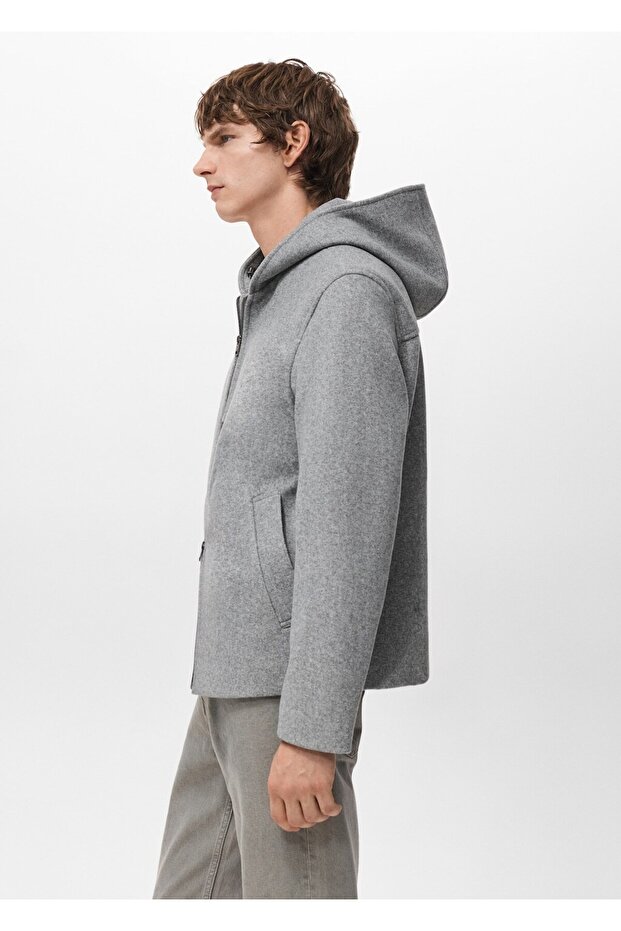 Kapüşonlu kumaş ceket - 7