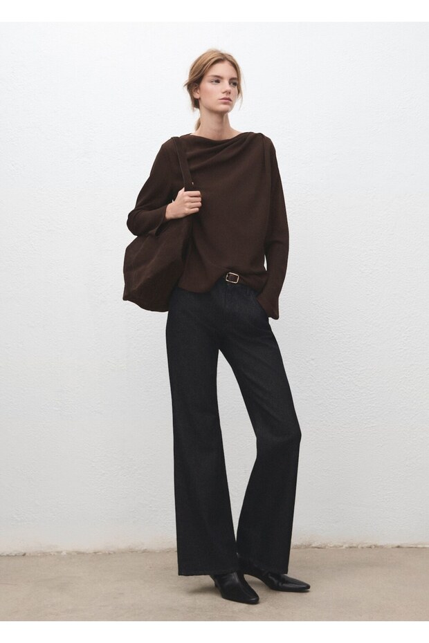 Drape kayık yaka bluz - 2