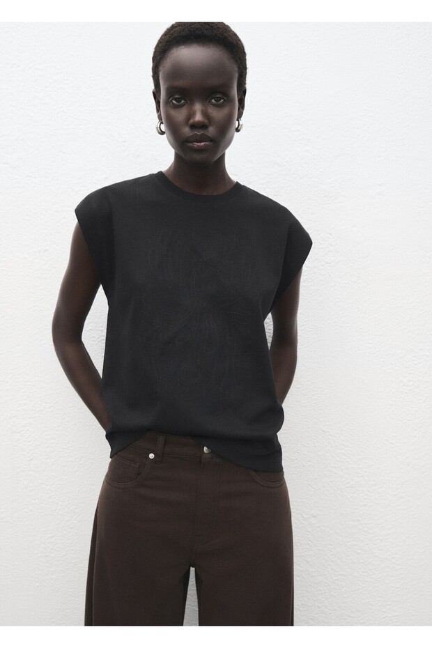 Pamuklu kolsuz tişört - 1