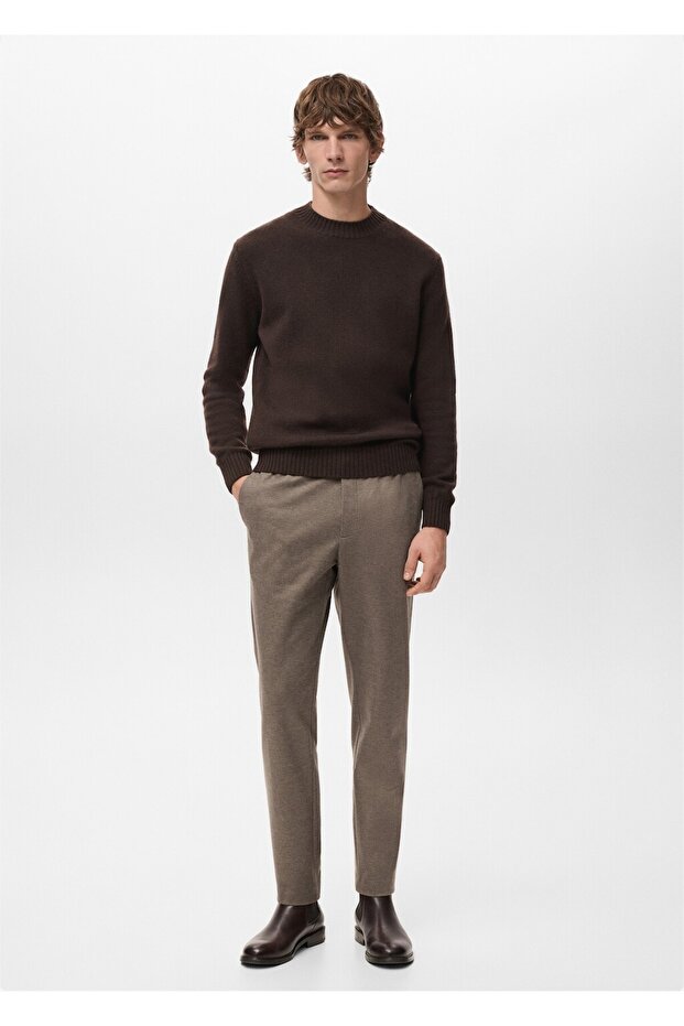 Slim fit flanel pantolon - 2