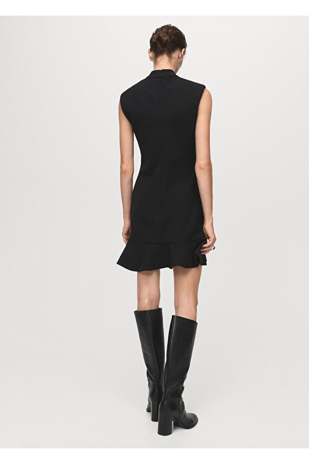 Perkins yaka volanlı elbise - 4