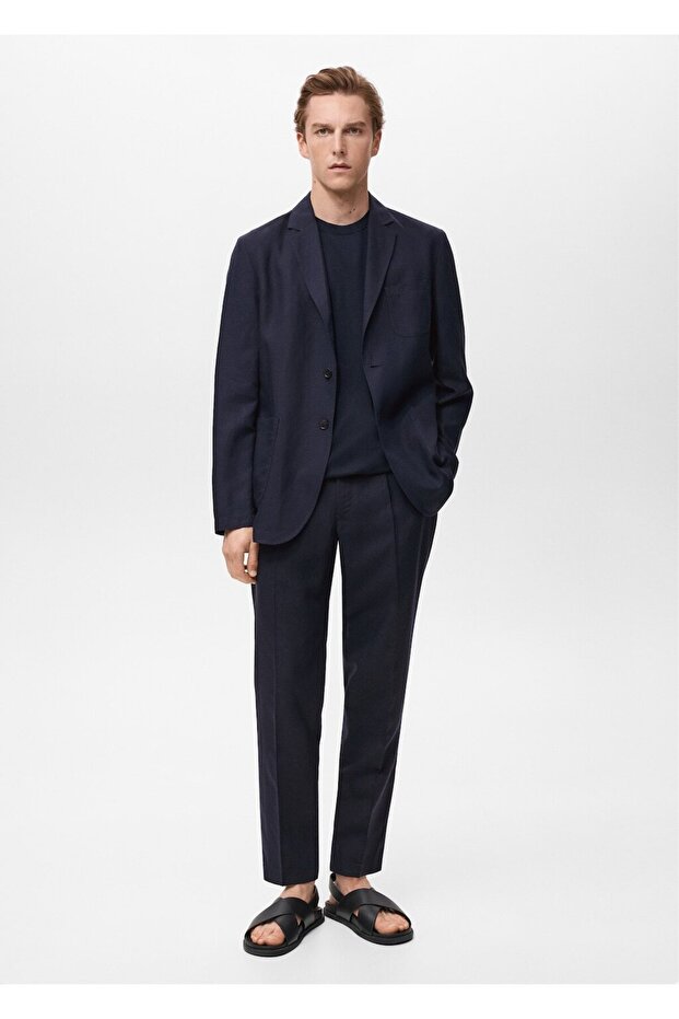 Slim fit keten blazer ceket - 2
