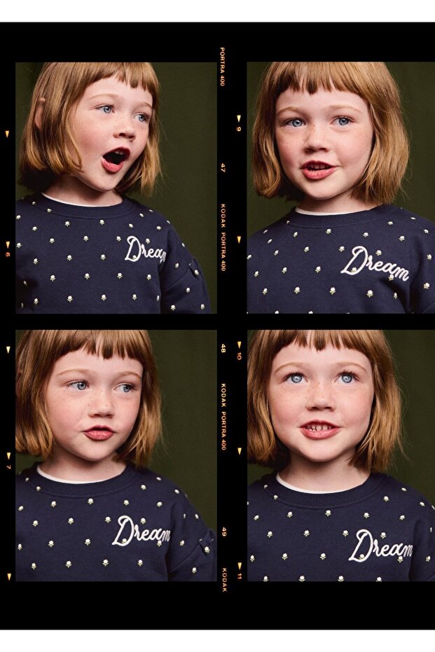 Çiçek desenli işlemeli sweatshirt - 3