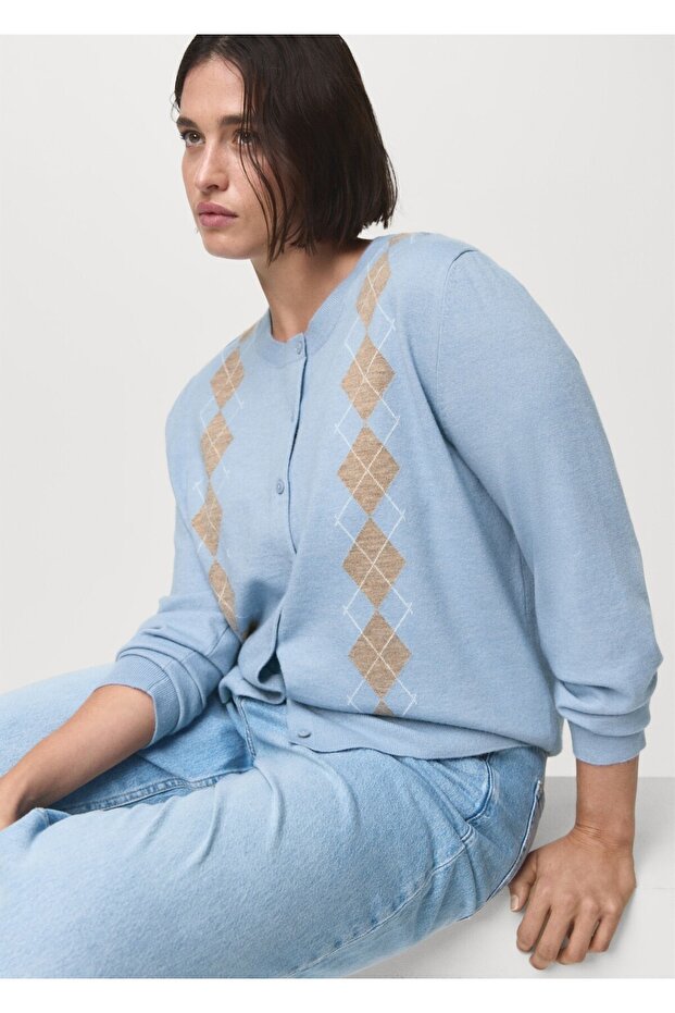 Baklava desenli triko hırka - 8